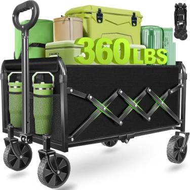 Imagem de Carrinhos de carroça dobrável, dobrável, dobrável, vagões dobráveis portáteis com rodas - carrinhos utilitários para mantimentos, compras, acampamento, esportes, jardim - preto 1