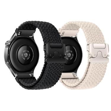Imagem de LeyuBand Pacote com 2 pulseiras de nylon para Amazfit Bip 5/Bip 6/GTR 4/GTR 3/pulseira de relógio feminino e masculino