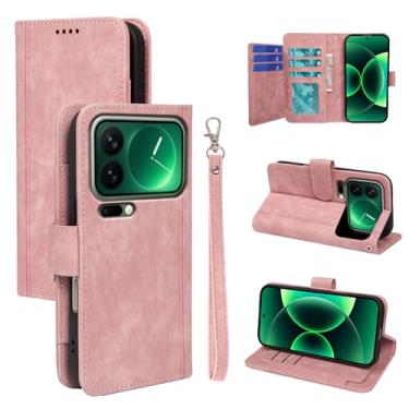 Imagem de Oshmirian Capa carteira para Xiaomi 17 PRO Max – Capa flip de couro PU premium com compartimentos para cartões, fecho magnético, alça de pulso, capa fólio de proteção total à prova de choque (ouro