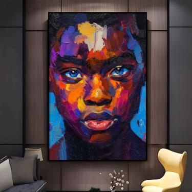 Imagem de Arte de parede colorida afro-americana arte de homem negro imagem de rosto de mulher abstrata arte de parede retrato de arte afro-americana pôsteres de pessoas negras impressões em tela retrato