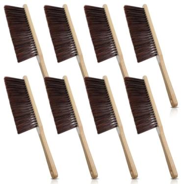 Imagem de PercyEffie 8 peças de escova de madeira para poeira a granel, banco de vassoura, limpeza de cerdas macias, escovas de móveis ao ar livre com cabo de madeira longo para cama, balcão, sofá, carro