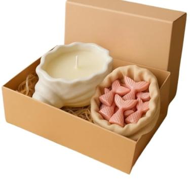 Imagem de Kit Vela Aromática Concha com Wax Melts Marinhos | Mini Estrela-do-Mar, Golfinho, Sereia (2,cauda de sereia rosa)