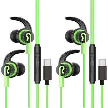 Imagem de 2 pacotes de fones de ouvido profissionais com fio tipo C para iPhone 17/16/15 Pro Max, USB-C com microfone e função de volume ajustável, compatível com iPhone 16/15 Pro/iPad/Galaxy S23/S22/S21/S20