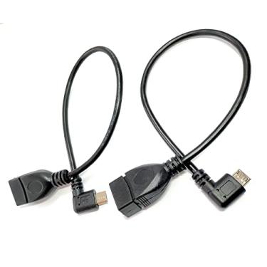 Imagem de Meiyang Cabo conversor USB 2.0 A fêmea para micro 5 pinos macho angular 90°, cabo micro USB 2.0 OTG de 90 graus - 10 polegadas (pacote com 2) (ângulo esquerdo e direito)