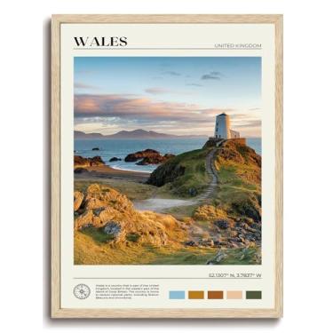 Imagem de KISSFOX OAK Wood Framed Wall Canvas Art Prints Landscape Art Wales 30.5 cmx40.6 cm Wood