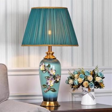 Imagem de Luminária de mesa contemporânea de luxo em cerâmica com LED, estilo retrô americano, perfeita para decoração de sala de estar, quarto, escritório, casa de campo ou hotel (Estilo 7)