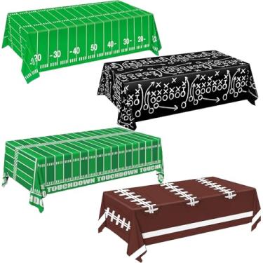 Imagem de Draupnir 4 peças de decorações de festa de futebol, toalha de mesa descartável, capa de mesa de plástico para touchdown com tema de futebol, festa de aniversário, dia de jogo, decorações de porta