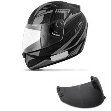 Imagem de Capacete Ebf New Spark Flash Preto e Prata Mais Viseira Fumê-Masculino