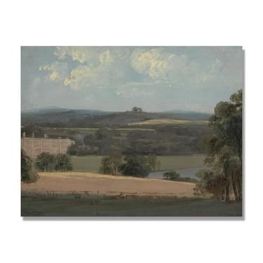 Imagem de NHLDZYH Arte em tela de paisagem estilo Constable, (sem título 19), pintura romântica do campo inglês, decoração de parede texturizada com pincelada pesada. Apenas tela 30x40cm-11,8x15,7 pol