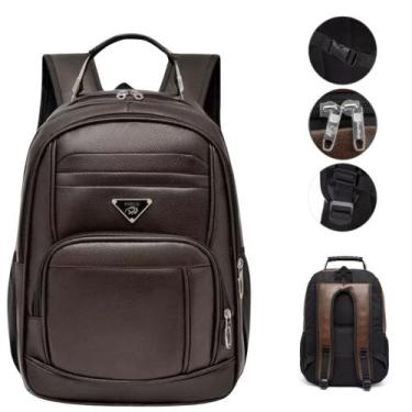 Imagem de Mochila Mala Couro Média Elegante Universitária Unissex Reforçada Com 