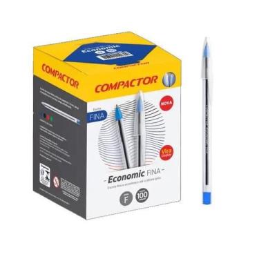 Imagem de Caneta Esferográfica Economic Fina 0.7mm Azul CX C/100 - Compactor