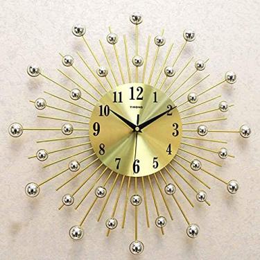 Imagem de Relógio de parede dourado moderno grande relógio de parede para sala de estar, sala de jantar, relógio simples de quartzo para decoração de quarto, relógio artístico