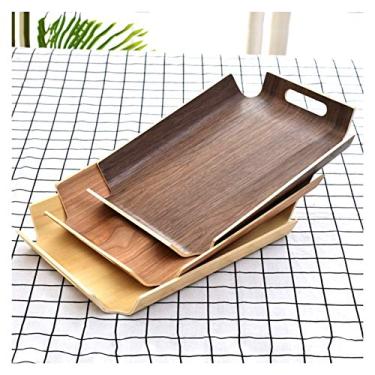 Imagem de Bandeja de café da manhã para servir bandeja com alças e bordas elevadas retangular café padrão cafeteria bandeja de fast food bandeja de servir