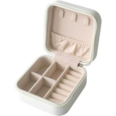 Imagem de Caixa de joias para mulheres caixa de joias de viagem organizador de joias portátil com ganchos multifuncional brinco e caixa de anel divisor removível caixa de joias organizador de joias caixa de