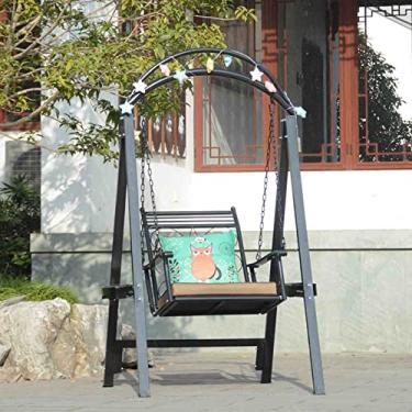 Imagem de Cadeira suspensa para varanda, cadeira de balanço de ferro forjado, jardim e pátio, ambientes externos, cadeira de balanço para adultos internos, presentes de gosma