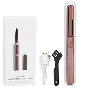 Imagem de Modelador de cílios elétrico USB recarregável aquecido permanente com display LCD Controle de temperatura de 4 níveis para mulheres Curling Material ABS (Branca)