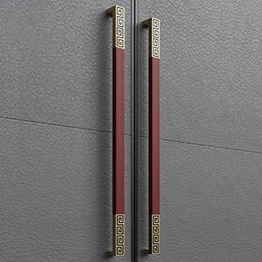 Imagem de Maçaneta de porta de madeira maciça para porta de celeiro deslizante, maçaneta retangular da porta frontal com parafusos, alça de puxar interior externo, instalação simples/dois lados (cor: estilo1