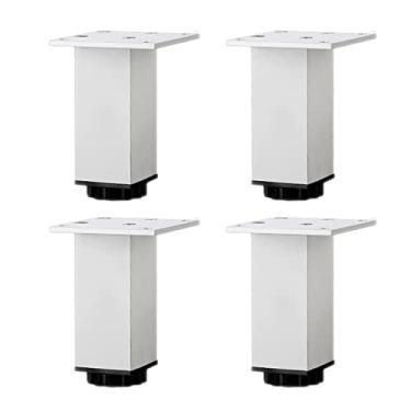 Imagem de ZJYWMM 4 peças de pernas de móveis, pernas de mesa, pés quadrados, pernas de gabinete, liga de alumínio, metal ferragem, pés para armário, sofá-cama, peças de reposição (30 cm/11,9 pol, prata)