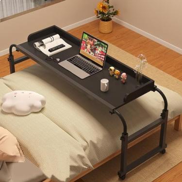 Imagem de BSNANCA Overbed Table 115-210 cm mesa de laptop ajustável sobrecama, carrinho de armazenamento com rodinhas mesa de cabeceira móvel com 4 rodas em pé para estação de trabalho bandeja de alimentos para