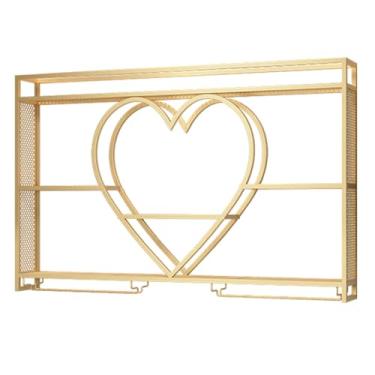 Imagem de Rack de vinho montado na parede, rack de vinho de metal, rack de exibição, rack de copo de vinho de bar de cozinha, para decoração de casa e armazenamento na cozinha, bar (cor: ouro)