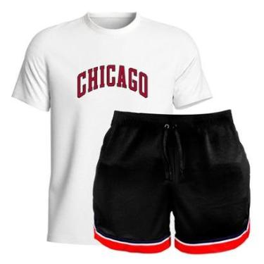 Imagem de Conjunto Short Basquete e Camiseta Masculina Chicago-Masculino