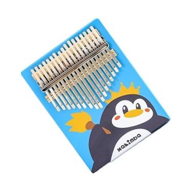 Imagem de Piano de polegar Kalimba de madeira maciça de 17 tons pintado instrumento musical de piano de dedo adequado para iniciantes (cor: 04)