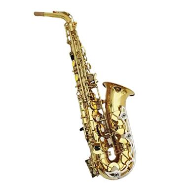 Imagem de Saxofone alto profissional EB latão banhado a ouro padrão de entalhe de saxofone alto
