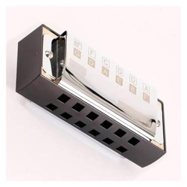 Imagem de Gaita profissional de 10 furos C-key Bass Harmonica Metal Body Material Elegante Prata por toda parte