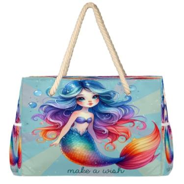 Imagem de hongjinglin Bolsa de praia grande, leve, dobrável, com balão fofo, unicórnio, piscina, bolsa de ombro, Cor 21, Large