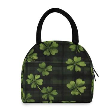 Imagem de GUIJI Lancheira Lucky Leaf xadrez, isolada, reutilizável, à prova de vazamento, lancheira para mulheres e homens, lancheira térmica para trabalho e viagens