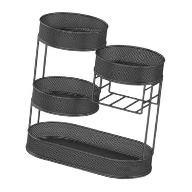 Imagem de Llazsybz Prateleira de Ferro de Quatro Níveis para Frutas, Organização E Decoração de Cozinha, Preto