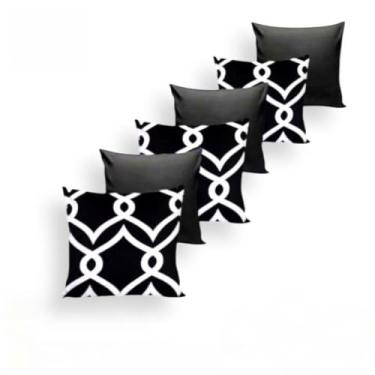 Imagem de 6 ALMOFADAS CHEIAS COM ENCHIMENTOS PARA QUARTO SALA OU SOFÁ(ELO PRETO&BRANCO)
