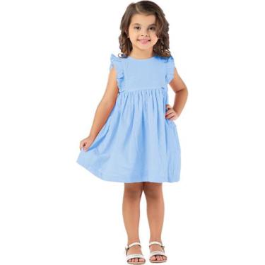 Imagem de Vestido Infantil Festa Luxo Algodão Azul Texturizado - VRASALON, 2, Az