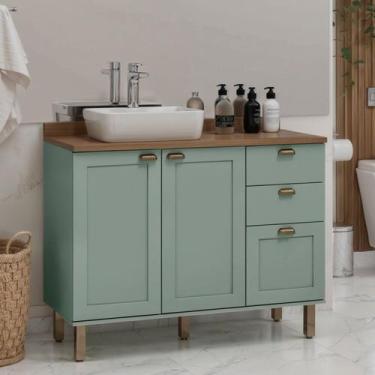 Imagem de Gabinete para Banheiro 100% Mdf 2 Portas 3 Gavetas Modelo Americano Pr