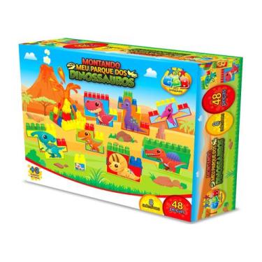 Imagem de Brinquedo Educativo Blocos de Montar Dinossauros 48 Pcs - GGB Brinqued