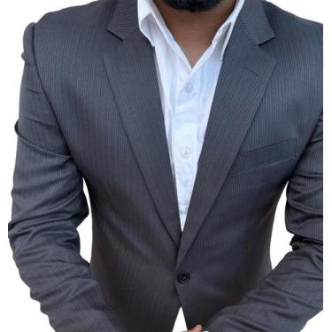 Imagem de Terno microfibra cinza escuro risca cor:pretotamanho:56 - Maia e Maia,