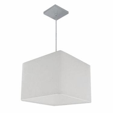 Imagem de Lustre Pendente Quadrado Vivare Md-4059 Cúpula Em Tecido 21/35x35cm - Bivolt Branco 127/220v