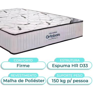 Imagem de Cama Box Bau Preto + Colchão Casal High Foam Ortobom