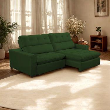 Imagem de - Sofá 2 Lugares 2,80m Retrátil Reclinável Veludo Andreia Lansofbr Cores Verde