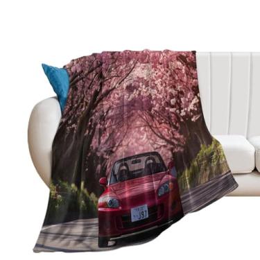 Imagem de HouLaiZhe Cobertor super macio de flanela clássico JDM S2000 flores de cerejeira cobertores refrescantes leves para sofá-cama, cadeira, sofá, carro, viagem ao ar livre, leve, quente, 178 x 203 cm