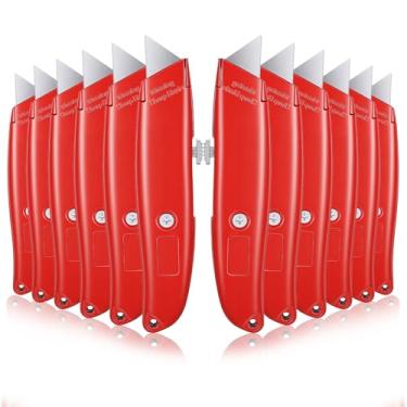 Imagem de 12 peças de cortador de caixa retrátil de faca utilitária, cortador de caixa de alumínio resistente, abridor de pacote, lâmina de corte para papelão de plástico, faça você mesmo, armazém doméstico e