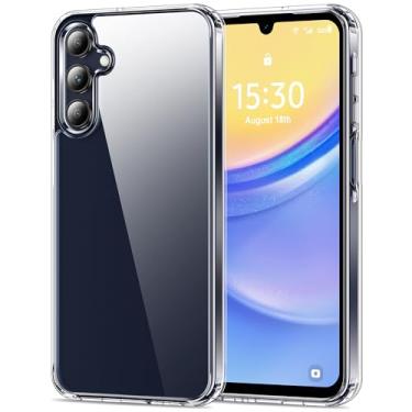 Imagem de HOOMIL Capa para Samsung Galaxy A15, não amarela, proteção contra quedas, capa traseira rígida transparente antiarranhões - transparente