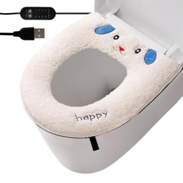 Imagem de Assento sanitário aquecido - Aquecedor macio lavável alimentado por USB - capa de assento de vaso sanitário elétrico lavável - para casa, hotel, apartamento, trailer, restaurante, banheiro, banheiro