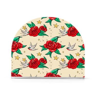 Imagem de xigua Suporte de guardanapo acrílico rosa vermelha, porta-guardanapos para mesas cozinha restaurante decoração de casa, suporte decorativo moderno para papel de jantar guardanapos de coquetel 145