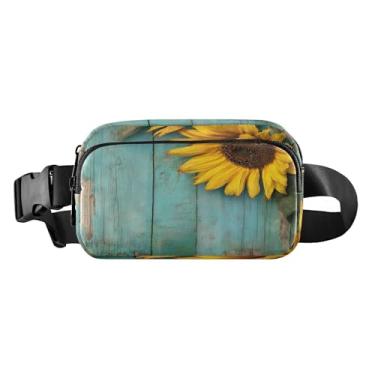 Imagem de CEBUGI Pochetes de caminhada para homens e mulheres, pochetes modernas de flores amarelas resistentes à água com cinto ajustável para treino, viagem, corrida