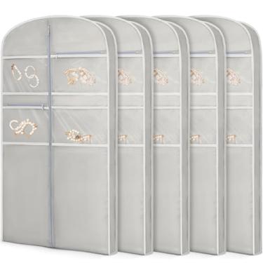 Imagem de Bolsa de roupa de 109 cm para viagem para pendurar roupas de armazenamento capa de terno com zíper e armazenamento de acessórios para casacos, vestidos, ternos