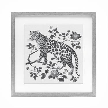 Imagem de Stupell Industries Impressão emoldurada monocromática cinza leopardo sob vidro, design por Lettered and Lined, 40 x 40 cm