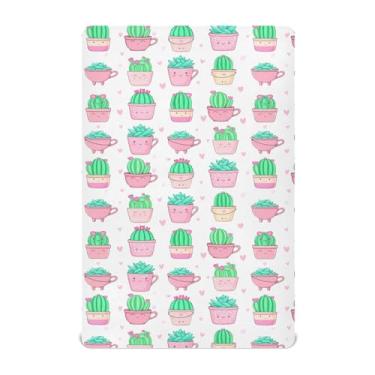 Imagem de STAYTOP Lençóis de berço com planta em vaso de cacto fofo para meninos e meninas, Dia da Independência, 132 x 71 cm, lençol de cama macio e respirável para berço