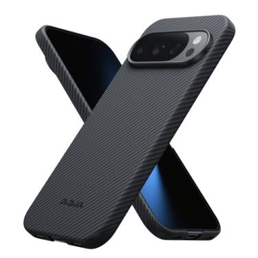 Imagem de pitaka Capa para Pixel 10 Pro XL de 6,8 polegadas, capa ultrafina para Google Pixel 10 Pro XL com sensação de toque sem capa, tecido de fibra de aramida 600D, preto/cinza (sarja)