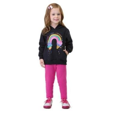 Imagem de Conjunto Bicho Bagunca Moletom Estampa Arco Iris Com Capuz-Feminino